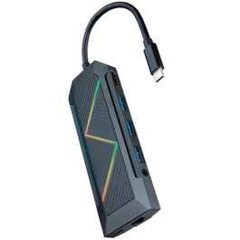 Nanocable Hub USB-C 9 en 1 3.0: 3 USB-A, USB-C PD, HDMI, RJ45, Audio 3.5mm, Lector SD/TF